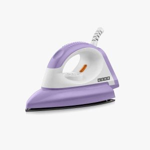 USHA Armor 1100 watts Dry Iron with Shock Proof Plastic Body | Single Coat Black Non Stick Soleplate for Longer Durability|Overheat Safety Shutoff |180° Swivel Cord | 2 Years Warranty|(Purple & White)